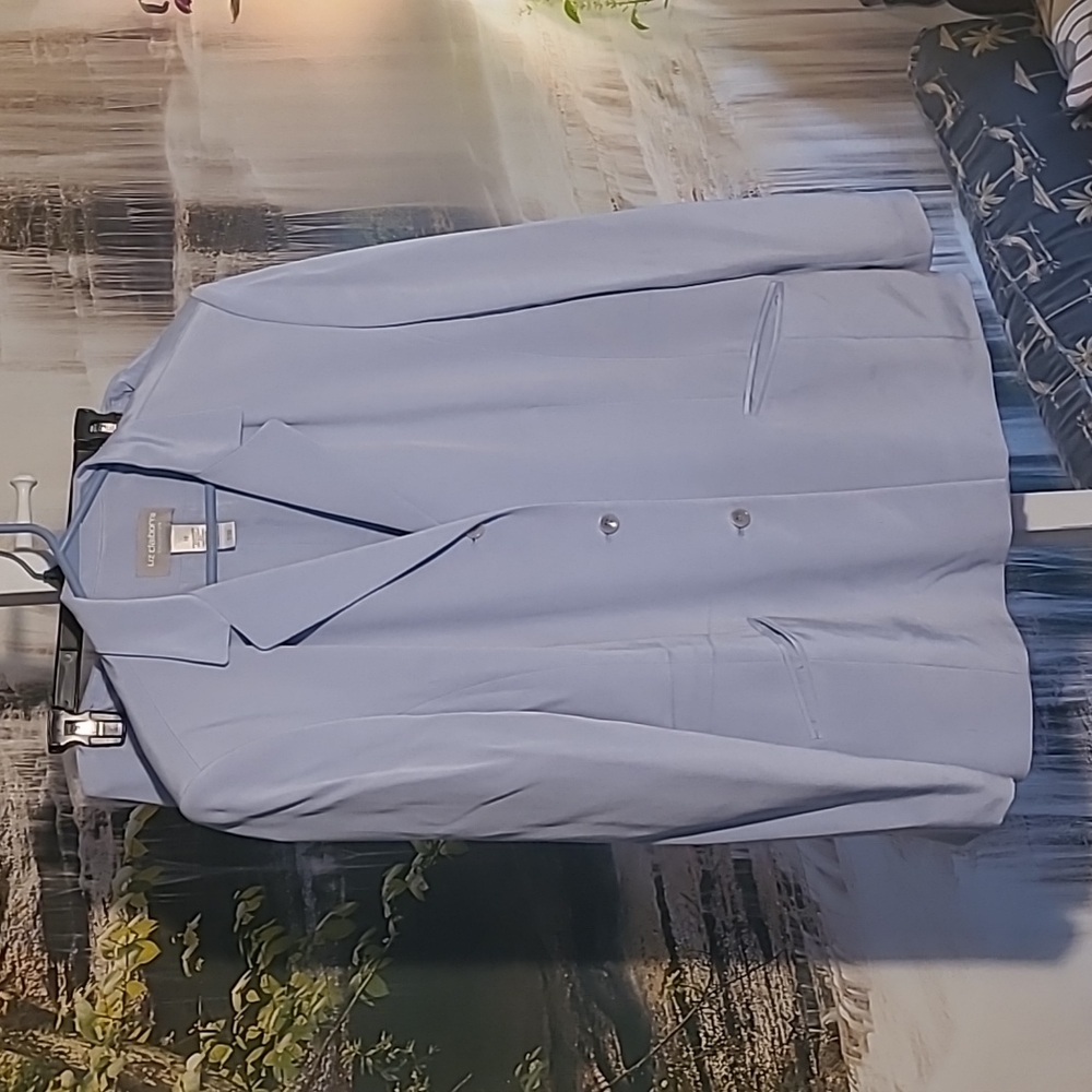 Liz Claiborne Womens 16 baby blue silk business suit jacket & matching skirt set